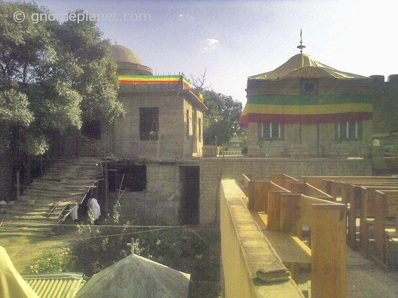 The replacement 'Chapel of the Tablet' with new domed roof and banner in national colors.