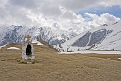 Christian shrine marks the access to the Tsminda Sameba Monastery.