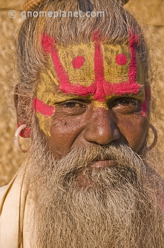 A friendly mendicant Babu, a follower of Shiva, poses for his photograph.