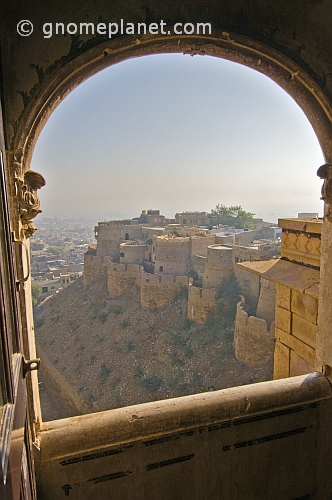 View across the fort ramparts from a bedroom in the Fort Palace Museum.