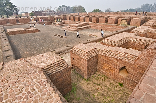 Brick remains of Buddhist monks accomodation halls at one of the worlds oldest Universities, founded in the 5thC AD.