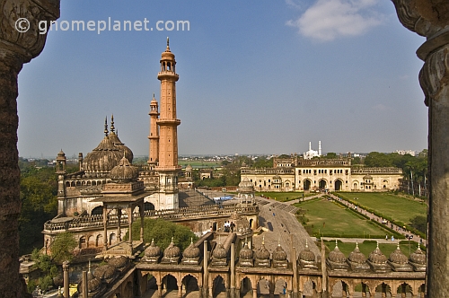 Mosque and grounds of the Bara Imambara, as seen from the roof.
