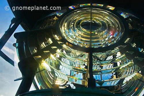 Revolving lens assembly of multiple glass prisms in the Vizhinjam Lighthouse.