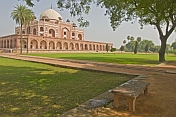 The lawns and trees around Humayun's Tomb.