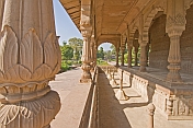 The Kehav Bhavan, a garden pavillion with ornamental fountains, stands next to the Rup Sagar lake.