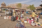 Traders sell material and clothing in Sardar Market.