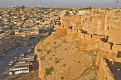 View of the old city from the fort ramparts, in the evening sunlight.
