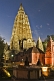 Image of The towers of the Mahabodhi Temple at sunset.