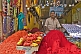 Festival stall sells colored powder known as Sindoor or Goolal or Kum-kum powder.