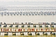Image of Parallel lines of pontoon bridges crossing the Ganges River at Allahabad.