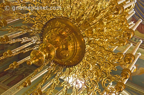 Golden chandelier in Saint Nicholas Cathedral.