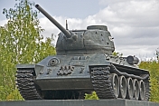 Preserved Soviet T34 tank is a memorial to the WWII against Fascism.