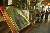 Golden painted icon in Saint Nicholas Cathedral.
