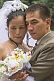 Image of A Kazakh bride and groom in Panfilov Park.