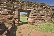 Monks cell and stone ruins of the Jesuit San Ignacio Mission.