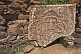 Image of Carved stone christian plaque at the ruins of the San Ignacio Mission.