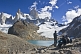 Image of Trekkers view the Fitzroy Mountains in the Parque Nacional Los Glaciares.