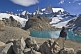 Image of Trekker views the Fitzroy Mountains and glacier in the Parque Nacional Los Glaciares.