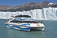 Double-hull boat visits the Moreno Glacier in the Parque Nacional Los Glaciares.