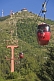 Red cable-cars on the Teleferico Cerro Otto.
