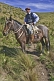 Image of Gaucho horseman sits astride a brown horse at the Estancia Los Potreros.
