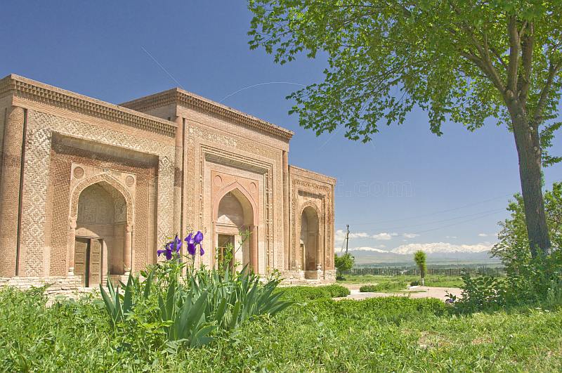 The three 12th century Ozgon Mausoleums are joined together to form a single structure of carved terracotta brickwork.