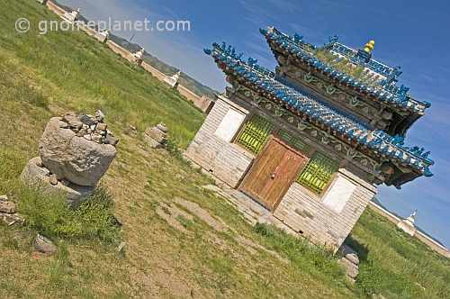 Blue-tiled temple at the Erdene Zuu Khiid (Hundred Treasures Monastery).