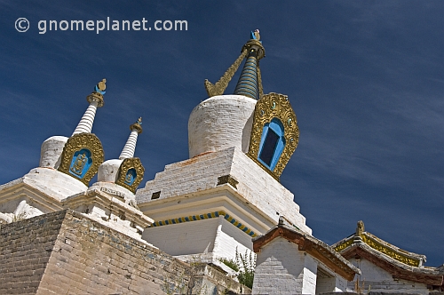 White stupas at the Erdene Zuu Khiid (Hundred Treasures Monastery).