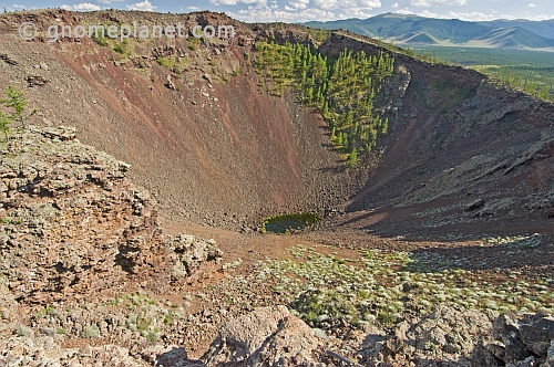 A view into the extinct Khorgo Uul volcano crater.