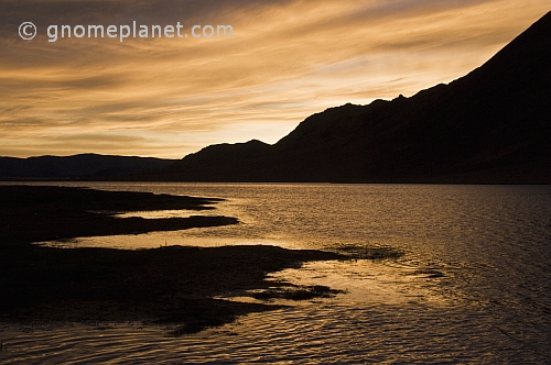 Sunset over the Tsagaan Nuur lake.