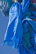 Blue prayer scarves on an 'Ovoo', a Mongolian Shamanistic cairn for travellers.