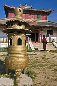 Incense burner and monk at Shanhyn Monastery.