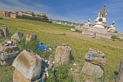 Stupa and ancient ruins at the Erdene Zuu Khiid (Hundred Treasures Monastery).