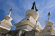 White stupas at the Erdene Zuu Khiid (Hundred Treasures Monastery).