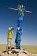 Image of Photographing an 'Ovoo', a Mongolian Shamanistic cairn for travellers.