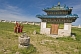 Image of Young Buddhist monks walking in the compound of the Erdene Zuu Khiid (Hundred Treasures Monastery).