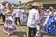 Young men and women wearing Panamanian national costumes take part in the Flag Day Parade in Panama City.