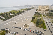 View from Hotel Abseron over Azadliq Square and the Dom Soviet, or Government House.