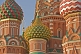 Image of The brightly colored walls and domes of St Basils Cathedral (Pokrovsky Cathedral), in Moscow's Red Square.
