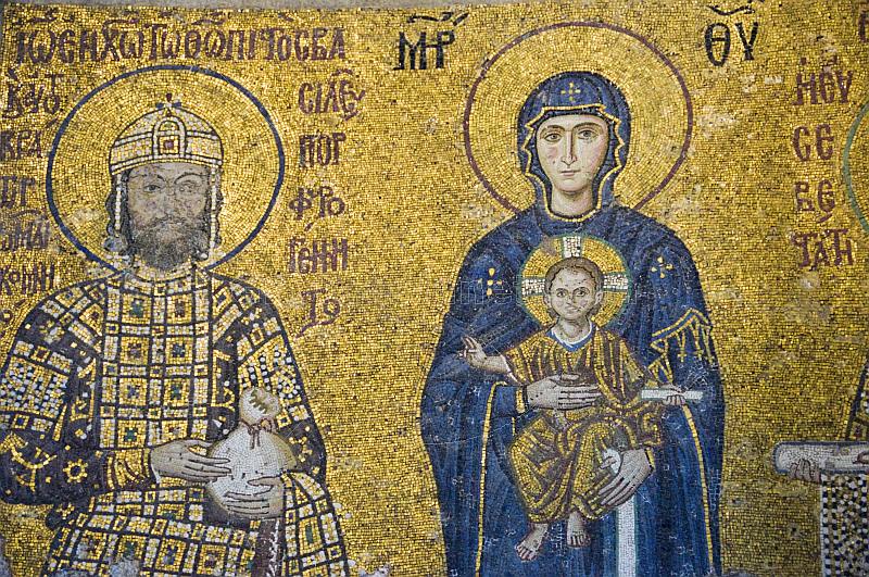 Mosiac of Madonna and Child with King; in Aya Sofia.