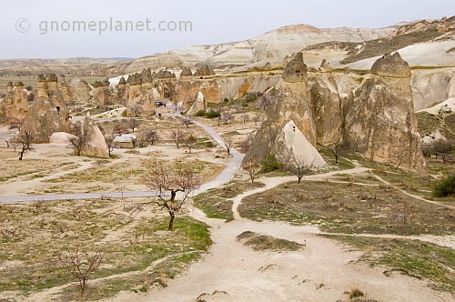 Fairy chimneys and caves carved from volcanic 'tuft' rock, around Goreme.