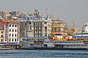 Ferry boats moored at Karakoy, on the Golden Horn.