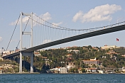 The Bosphorus Bridge, at Ortakoy, joins Europe with Asia.