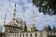 Image of Exterior view in morning sunlight of Sultan Ahmet\\\\'s blue mosque in Sultanahmet.