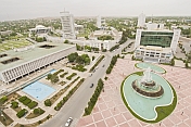 View over central Ashgabat from the Arch of Neutrality.