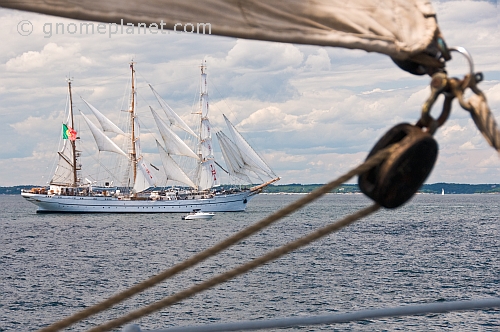 The 3 masted barque 'Sagres' sails off the Massachusetts coast.
