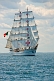 Image of The 3 masted barque 'Sagres' sails off the Massachusetts coast.