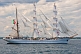 Image of The 3 masted barque 'Sagres' sails off the Massachusetts coast.
