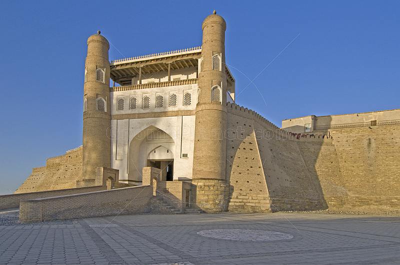 Walls and entrance gateway to the Ark, the oldest structure in Bukhara.
