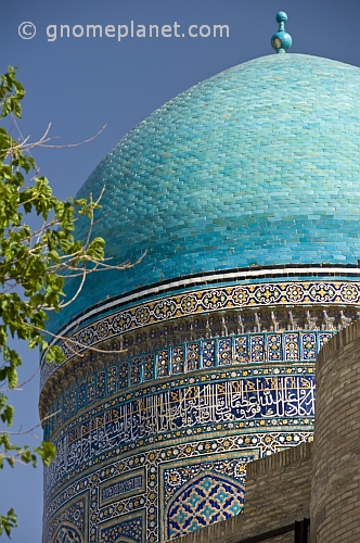 Blue dome and tile-work on the Mir-I-Arab Medressa.